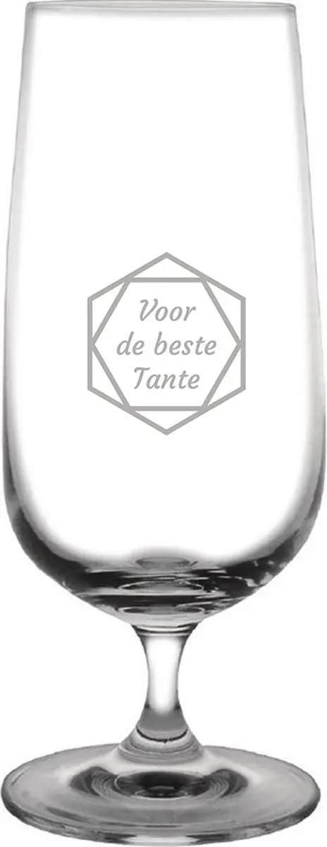 Gegraveerde bierglas op voet 41cl voor de beste Tante in hexagon
