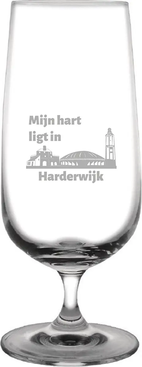 Gegraveerde bierglas op voet 41cl Harderwijk