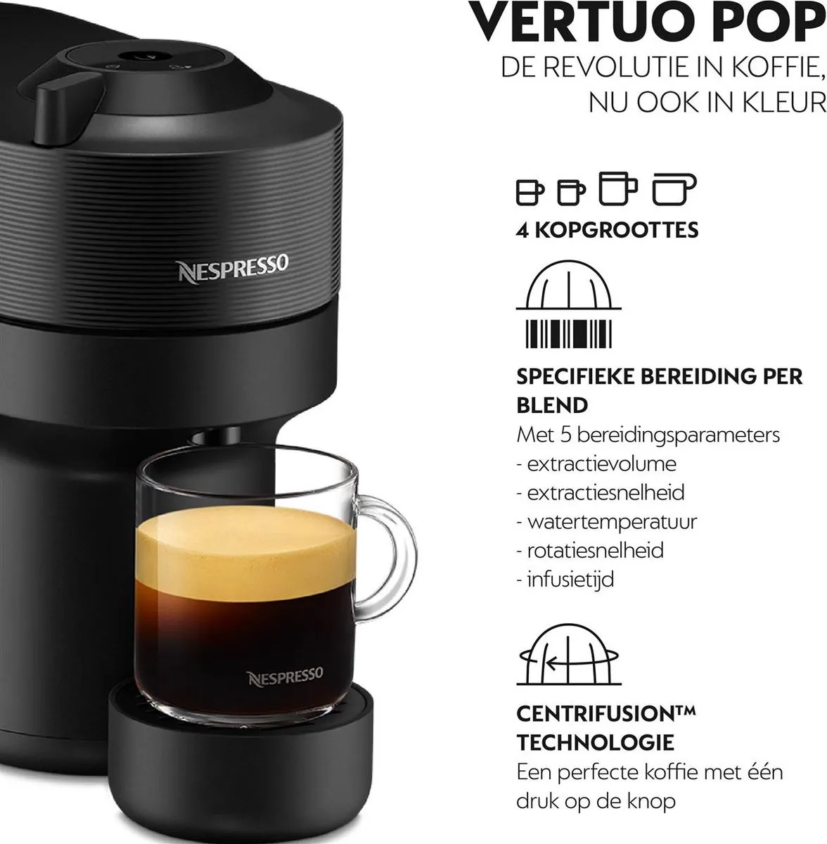 De'Longhi Nespresso Vertuo Pop ENV90.B Koffiecupmachine - Zwart