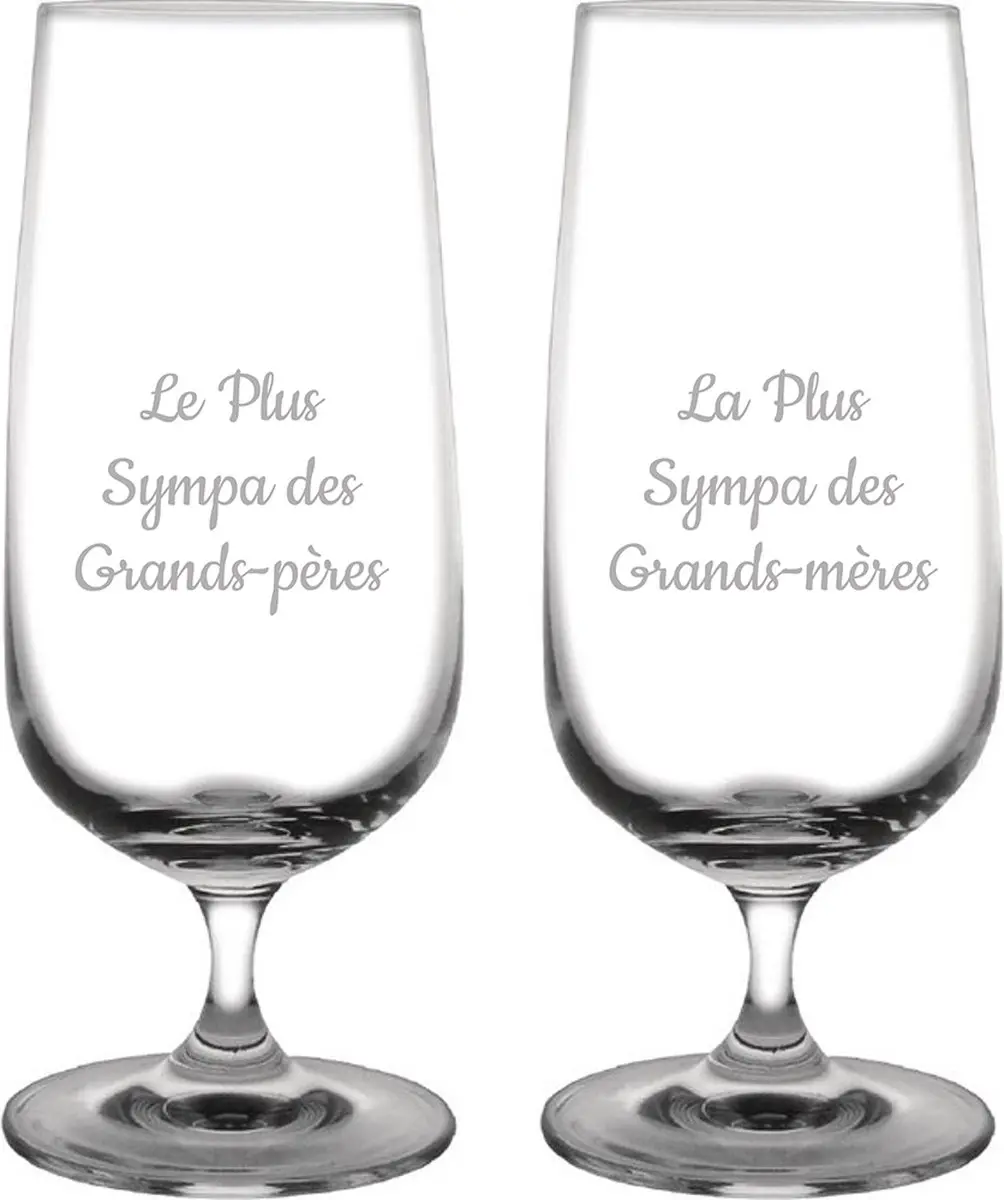 Bierglas op voet gegraveerd