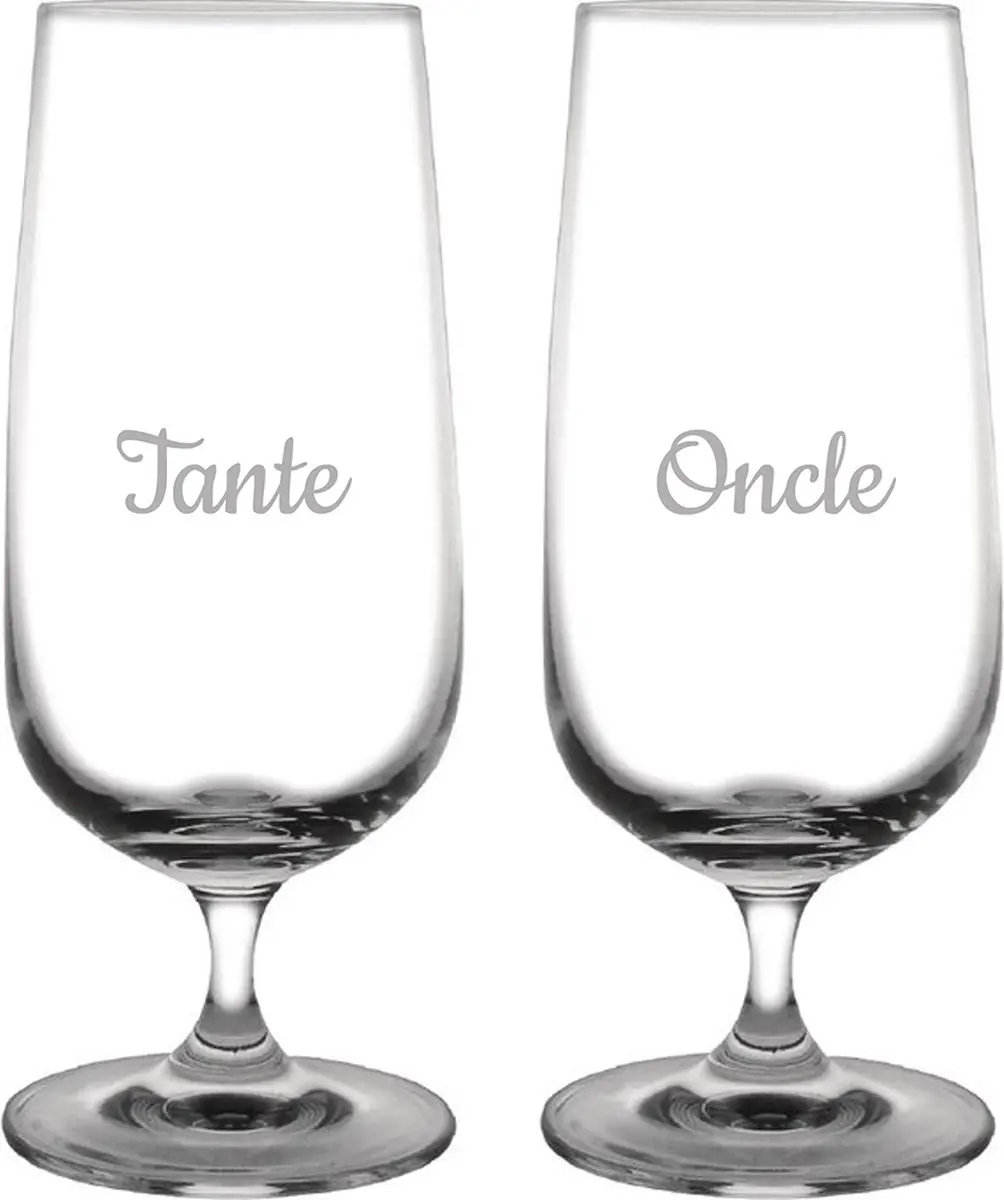 Bierglas op voet gegraveerd