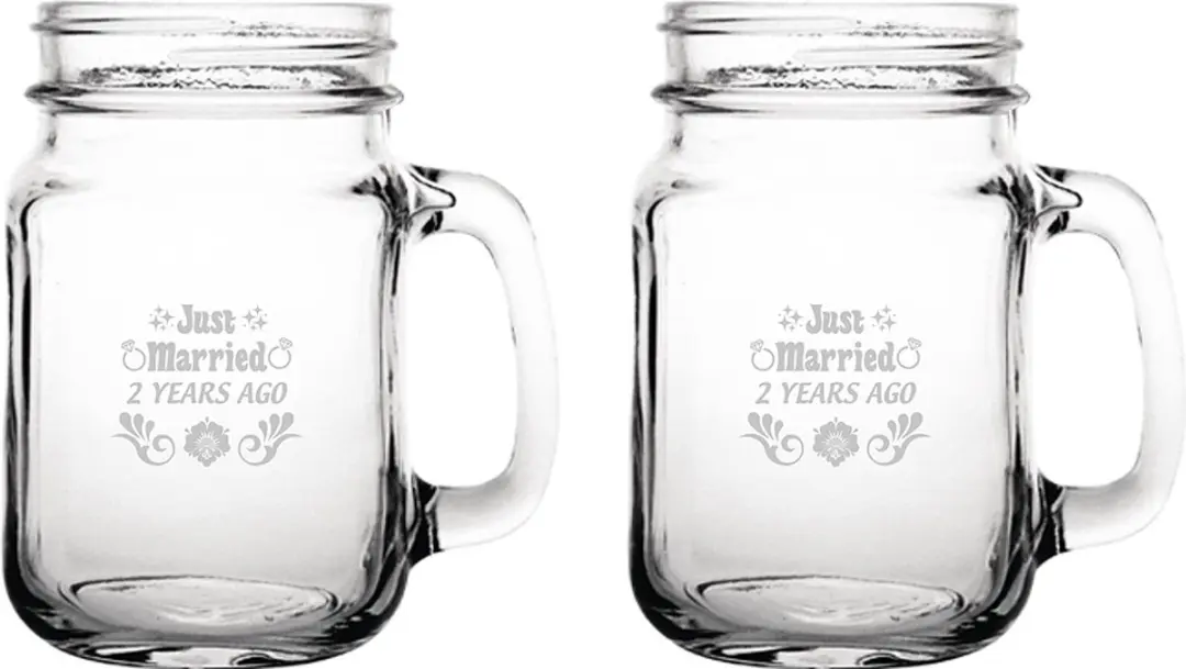 Gegraveerde set drinkglazen 45cl Just Married 2 years ago