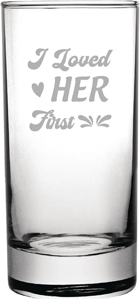 Gegraveerde Longdrinkglas 28,5cl I loved her first