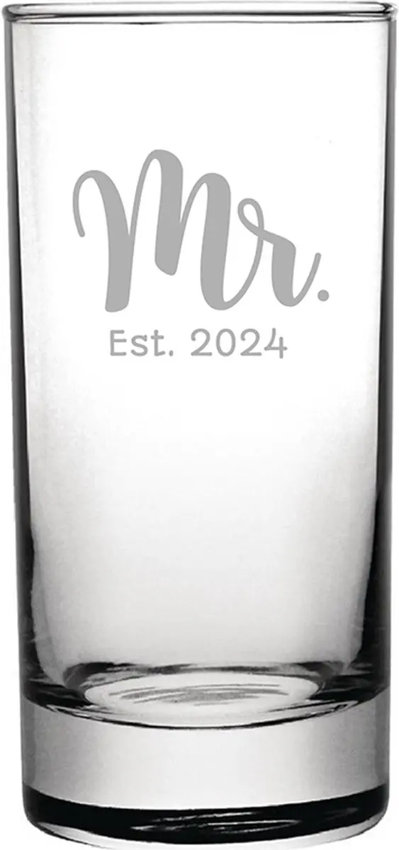 Gegraveerde longdrinkglas 28,5cl Mr. Est. 2024