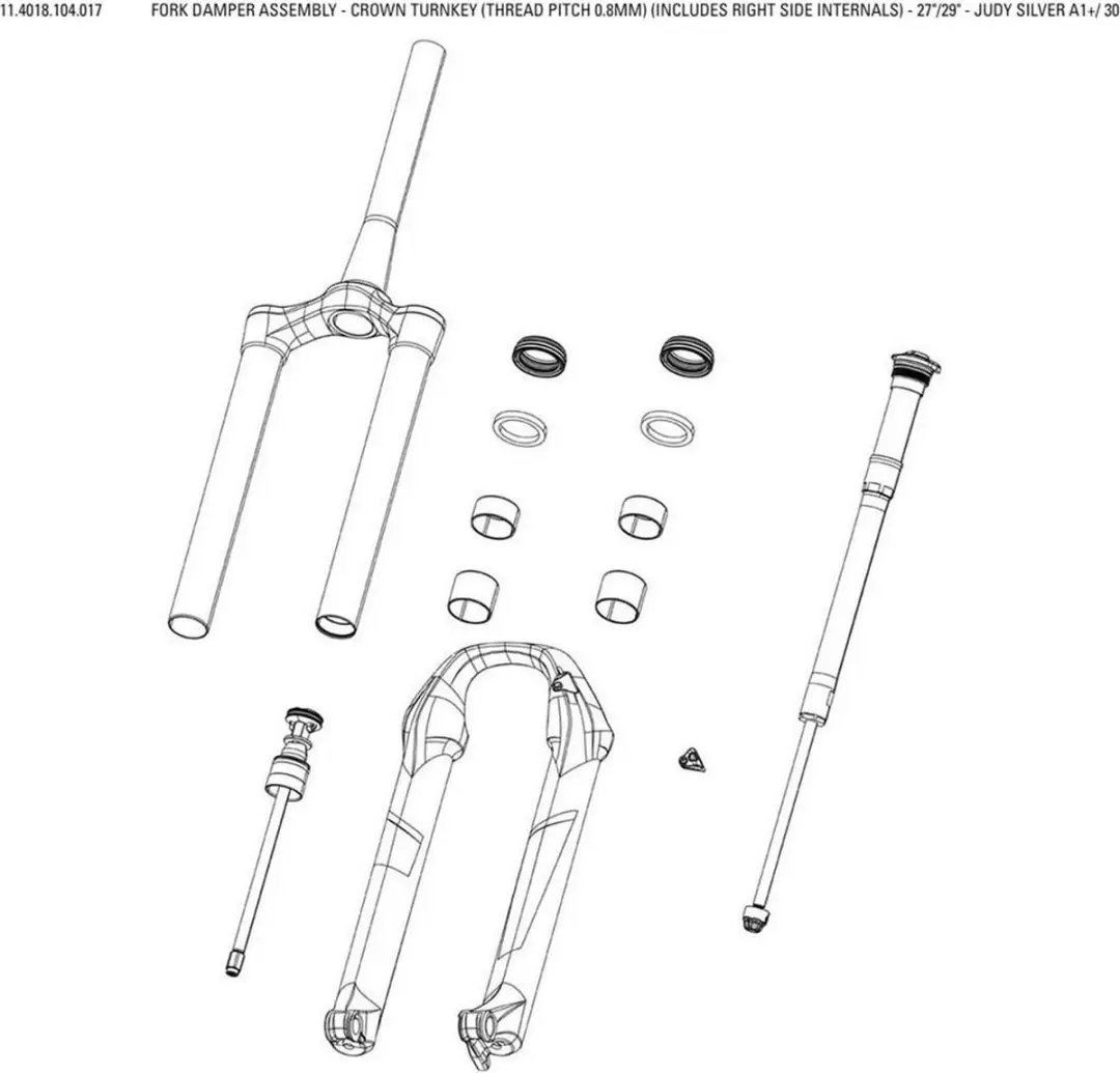 Rockshox Fork Damper Assembly Judys/30 Silver Turnkey Crown Patroon Zwart 27.5-2