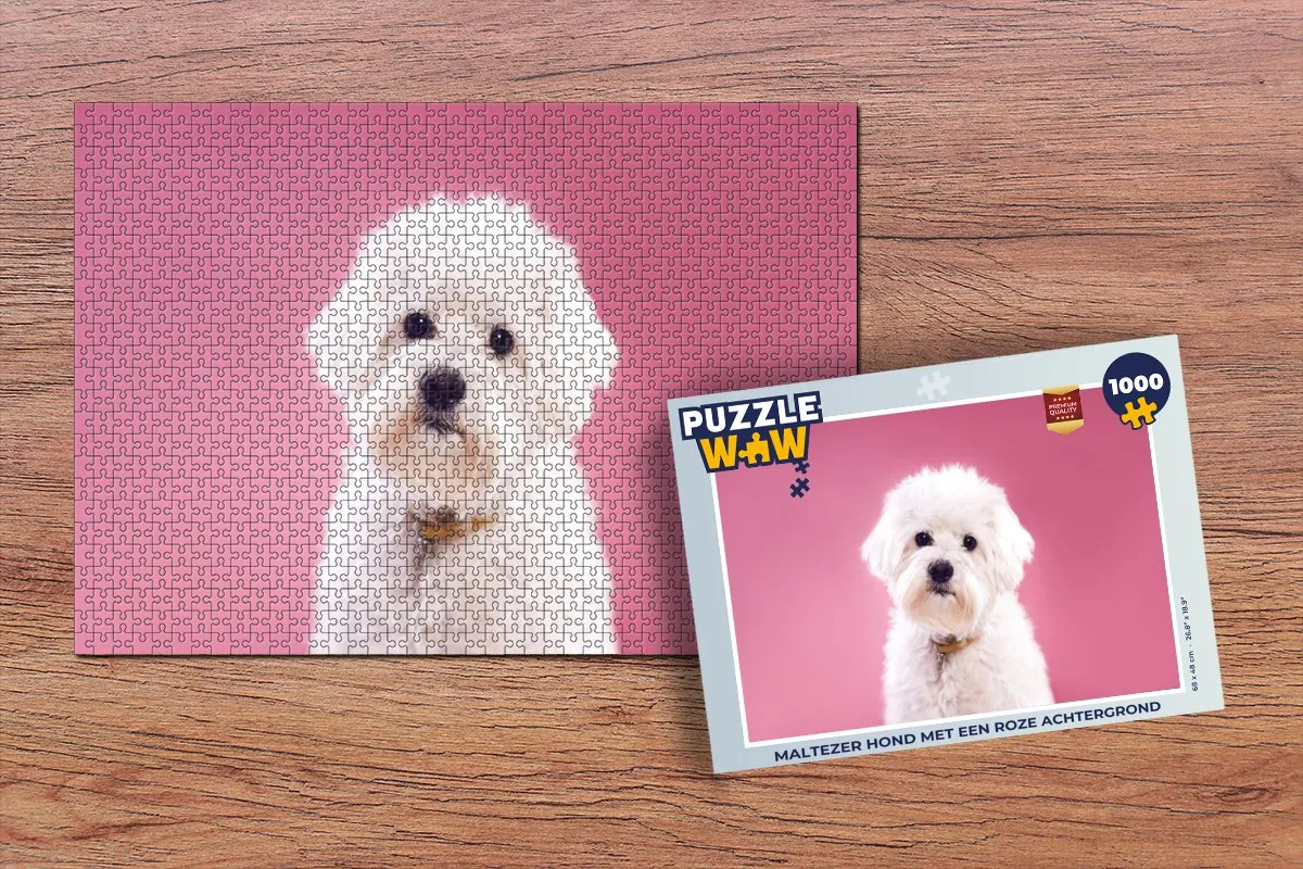 PuzzleWow Maltezer Hond Legpuzzel 1000 Stuks - Multicolor