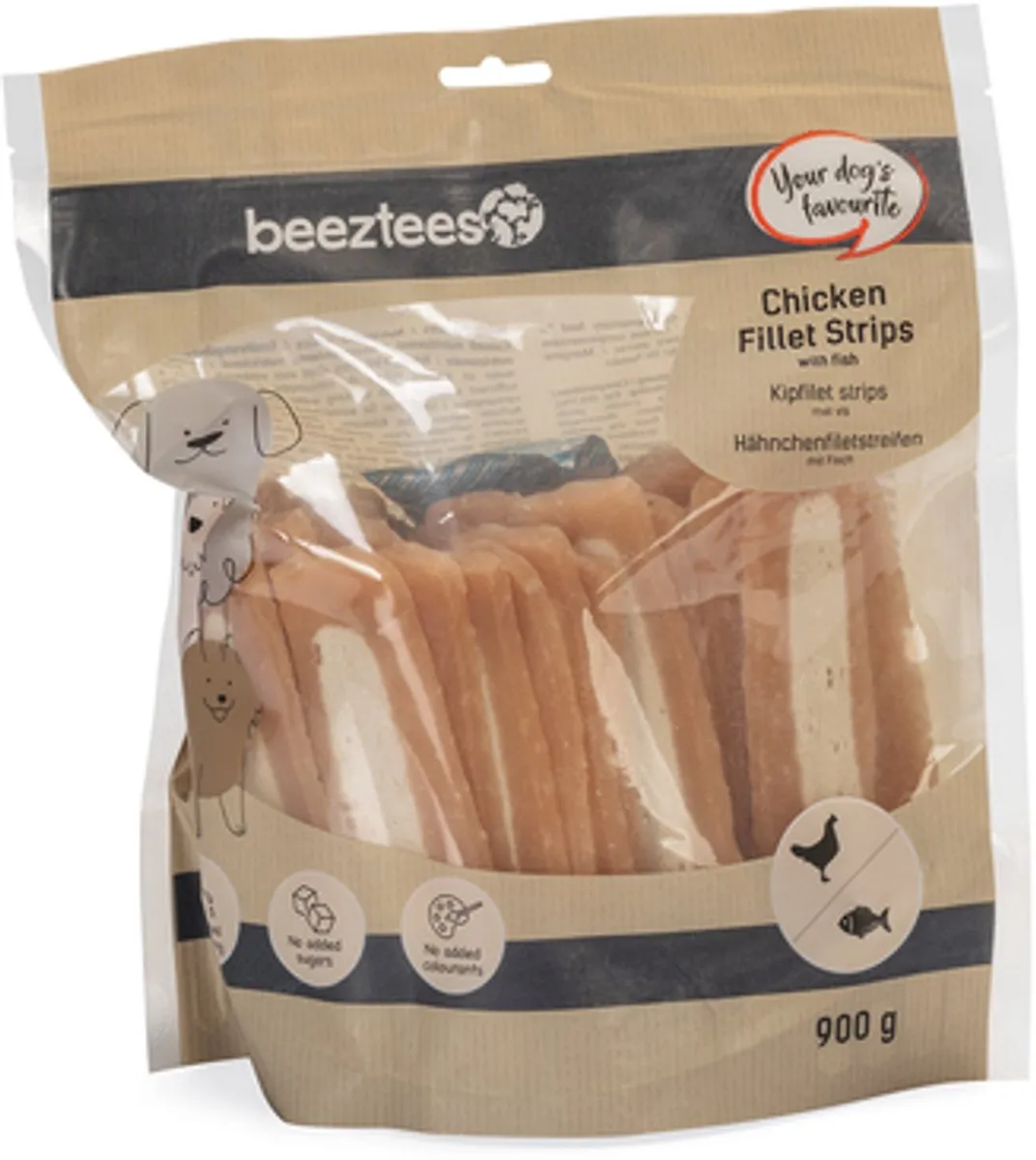 Beeztees Kipfilet Strips met Vis Hondensnack 900g