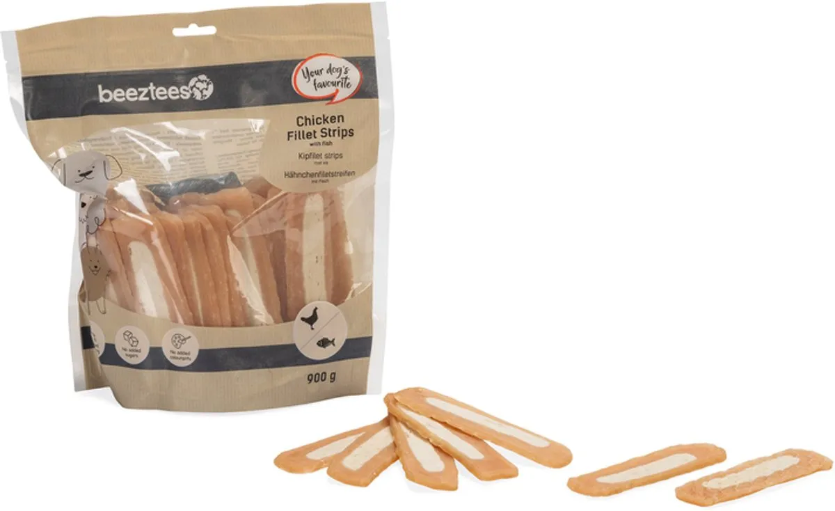 Beeztees Kipfilet Strips met Vis Hondensnack 900g