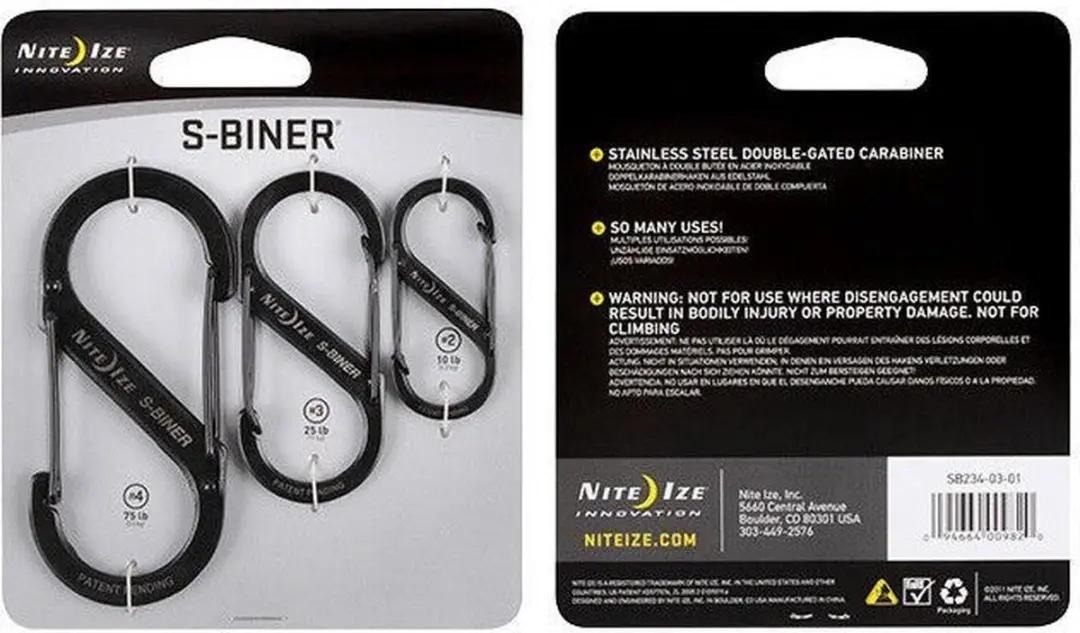 Nite Ize S-Biner Karabijnhaak SB234-03-01 - 3 Stuks - afbeelding 2 van 2