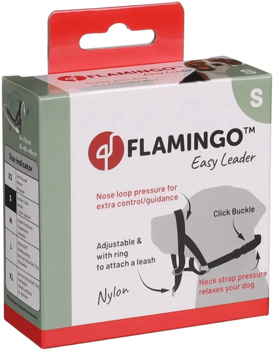 Flamingo Easy Leader Halsband Honden Zwart XS 32-42cm
