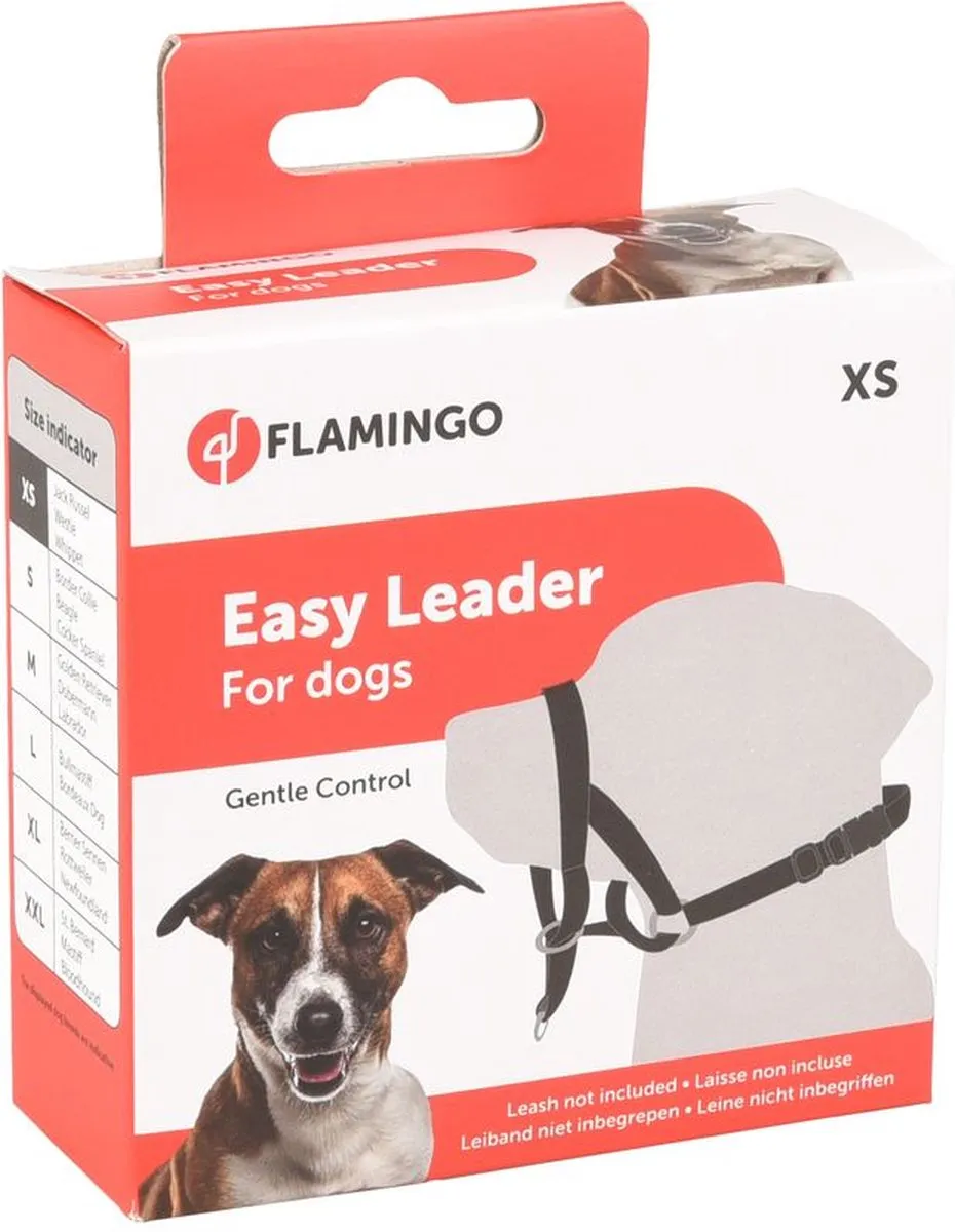 Flamingo Easy Leader Halsband Honden Zwart XS 32-42cm