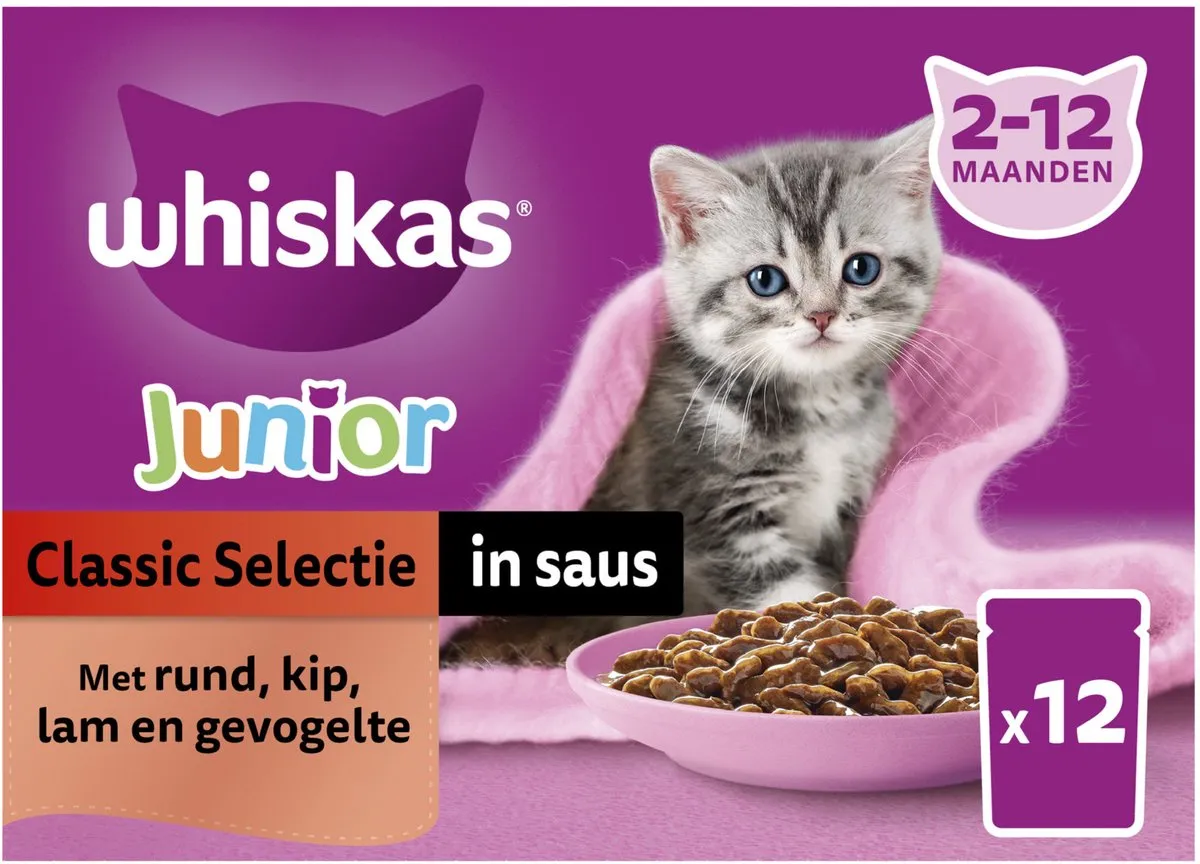 Whiskas Junior Multipack Classic Selectie in Saus 12x85g