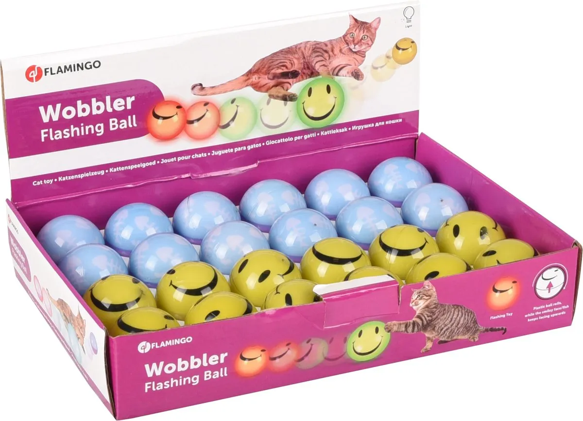 Flamingo Wobbler Flashing Ball Hondenspeelgoed 4.5cm - Geel - afbeelding 2 van 6