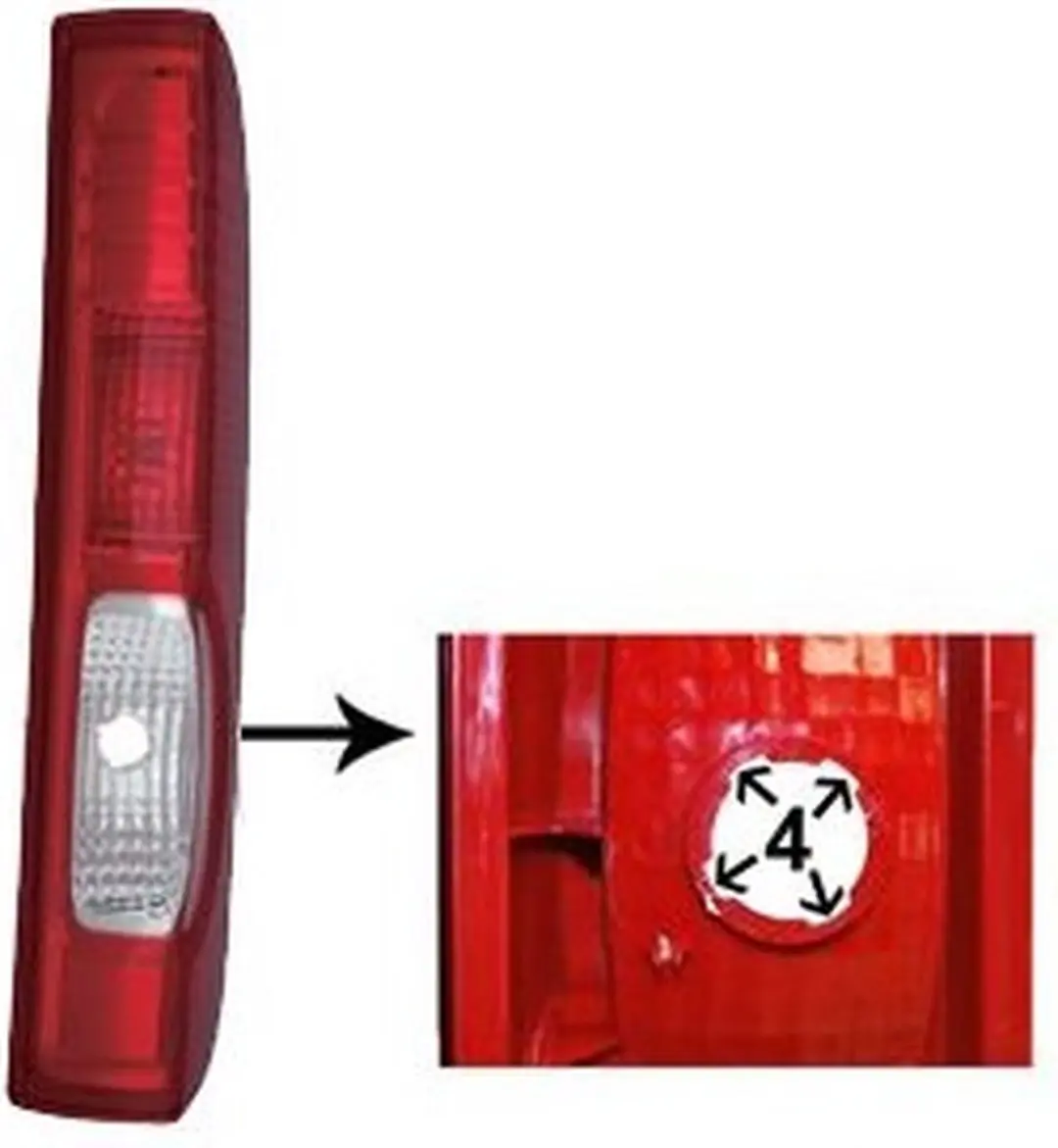 Achterlichtglas rechts Nissan Primastar Bus (x83). Model: 2001-03