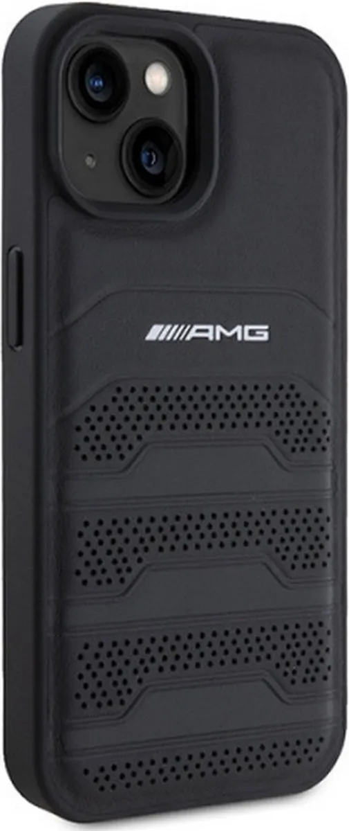 Mercedes-Benz AMG Leather Back Case - iPhone 15 Plus - Zwart
