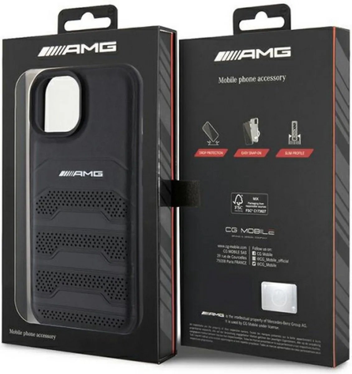 Mercedes-Benz AMG Leather Back Case - iPhone 15 Plus - Zwart