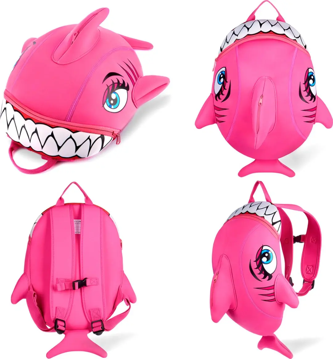 Crazy Safety Shark Rugzak Junior Roze - afbeelding 2 van 6