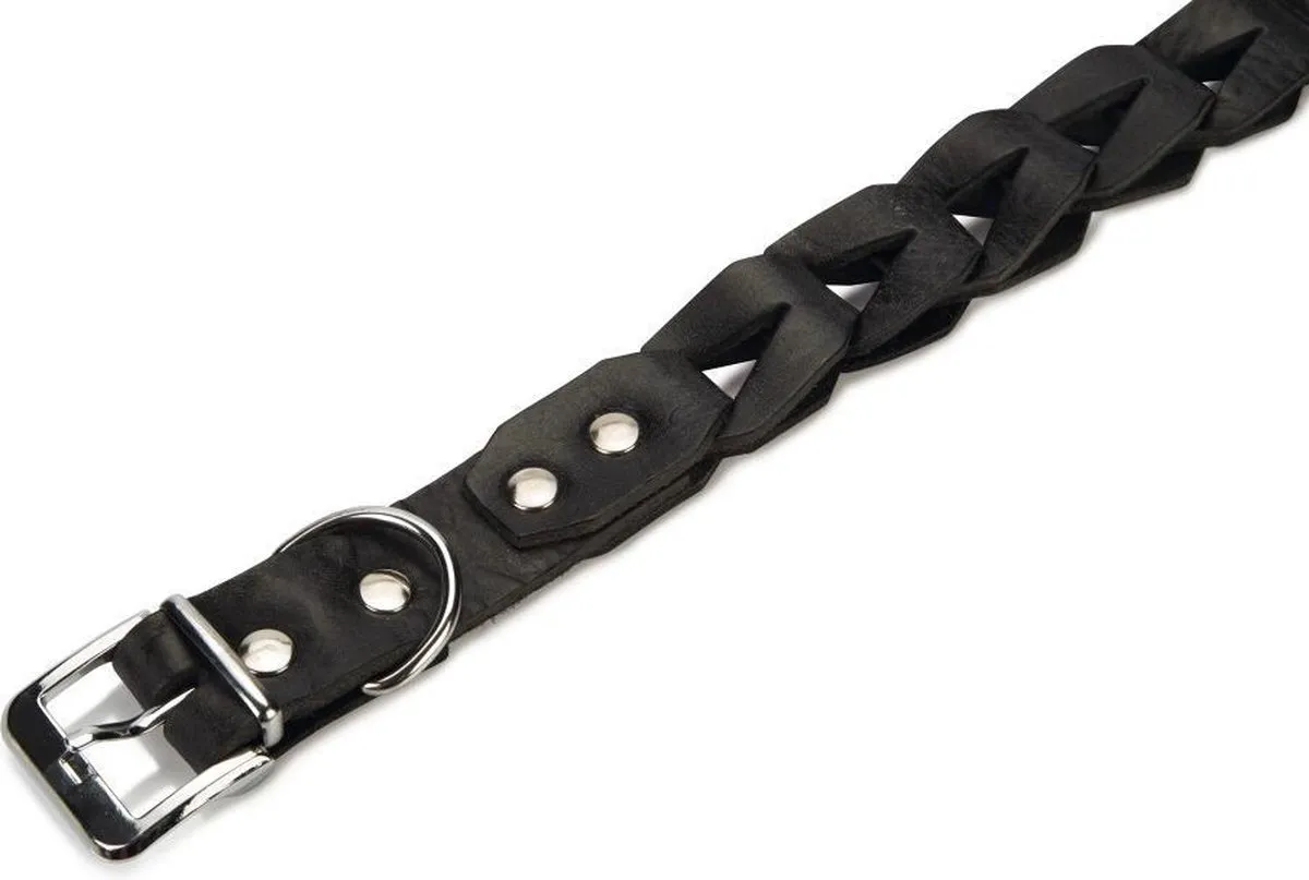 Beeztees Connex Hondenhalsband Leer Zwart 52-58cm x 30mm