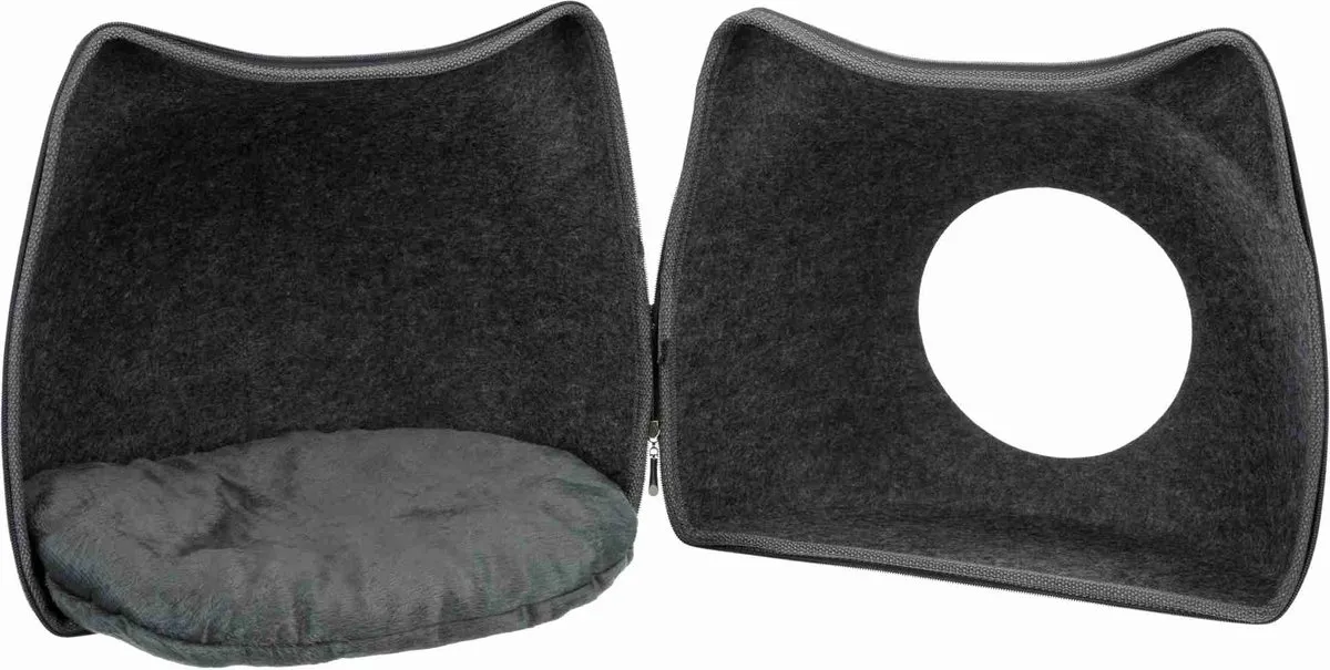 Trixie Relax Iglo Kattenmand - Vilt Grijs 38x37x35cm - afbeelding 6 van 6