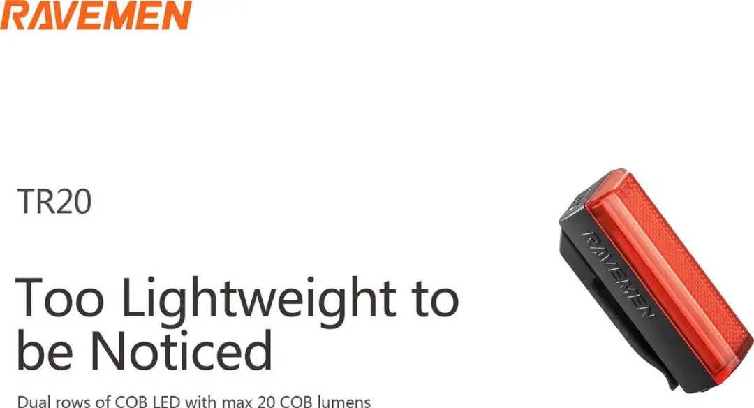 Ravemen TR20 fietsachterlicht 20 lumen - Rood - afbeelding 5 van 6