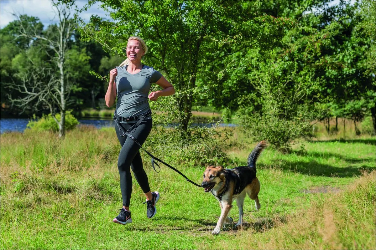 Trixie Looplijn met Heupriem Hands Free 120cm x 12cm - Zwart - afbeelding 6 van 6