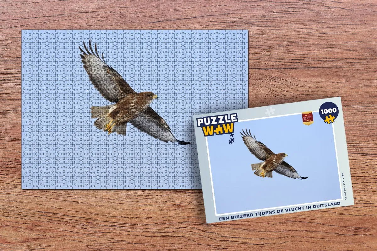 PuzzleWow Legpuzzel Een Buizerd Tijdens de Vlucht Duitsland 1000 Stuks - Multicolor