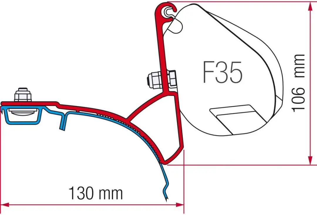 Fiamma compatibel met VW T5 Transporter Adapter F35 Pro Kit (aluminium rail)