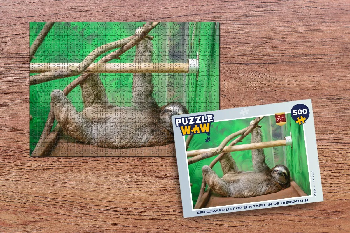 PuzzleWow Legpuzzel Luiaard 500 Stuks - Multicolor