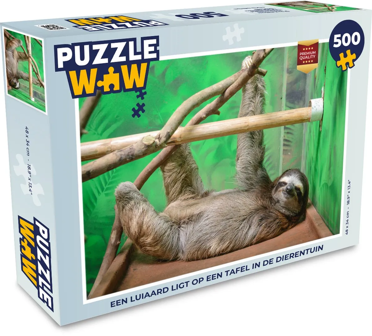 PuzzleWow Legpuzzel Luiaard 500 Stuks
