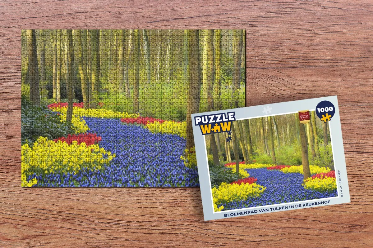 PuzzleWow Bloemenpad Keukenhof Legpuzzel 1000 Stuks - Multicolor