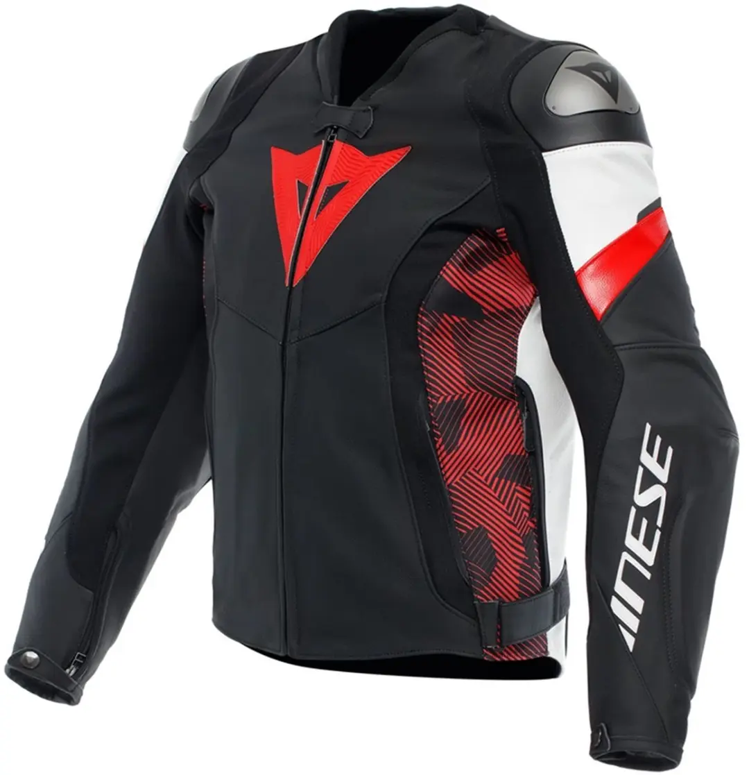 Dainese Avro Leren 5 Jas Zwart Rood Lava Wit