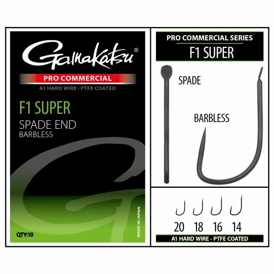 Gamakatsu Pro-C F1 Super A1 PTFE Bladed Barbless Haken #16