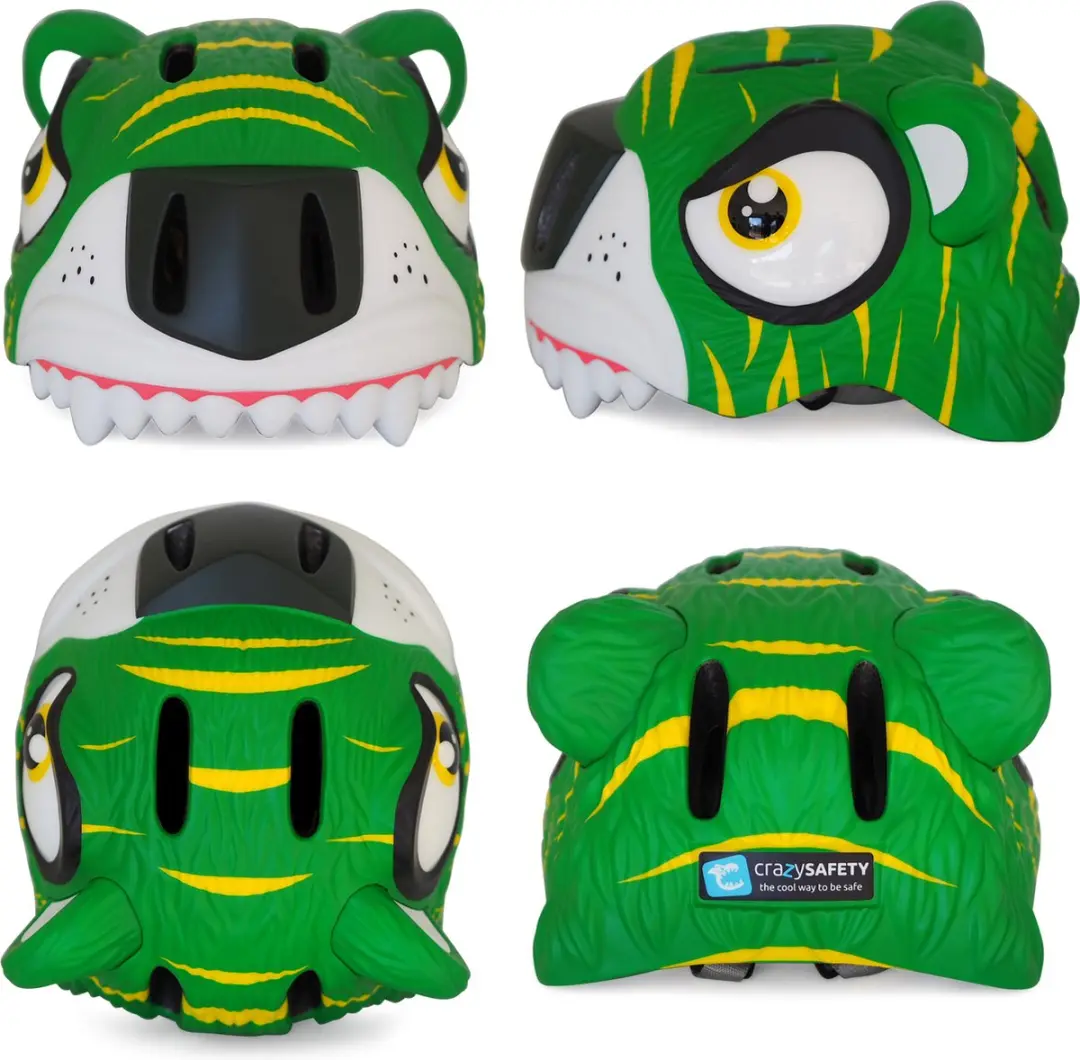 Crazy Safety Kinderfietshelm Groene Tijger S/M - afbeelding 2 van 6