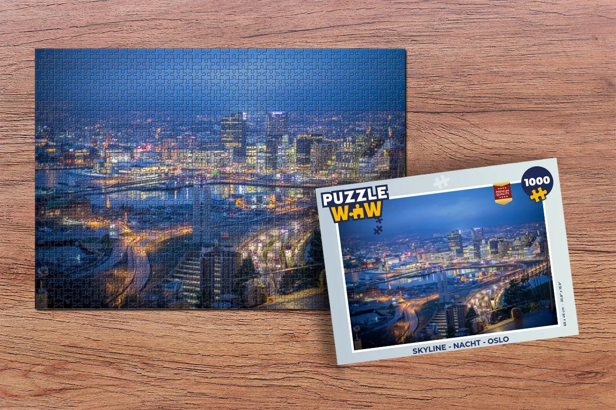 PuzzleWow Skyline Oslo Legpuzzel 1000 Stuks - Multicolor