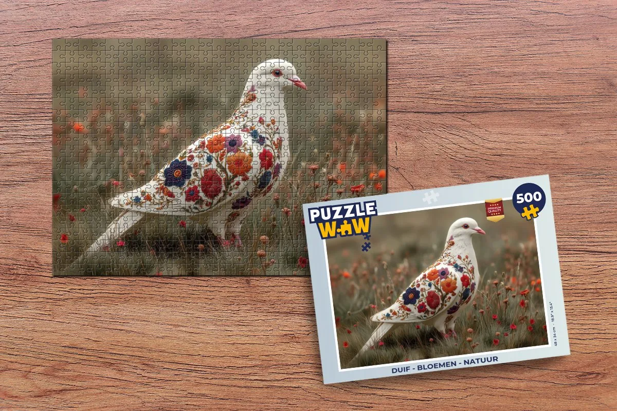 PuzzleWow Duif - Bloemen Legpuzzel 500 Stuks - 8721406853695