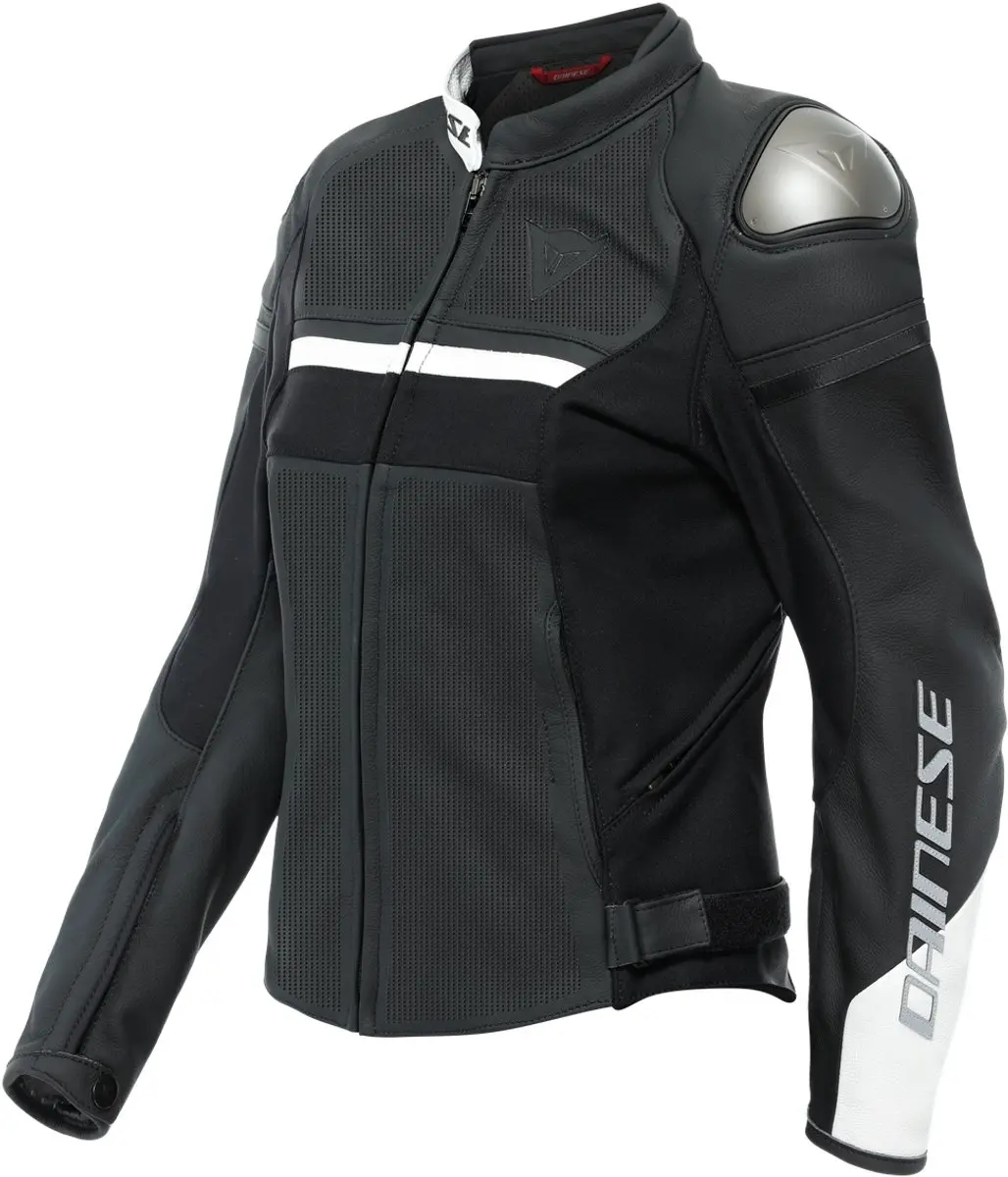 Dainese Rapida Leren Jas Dames Zwart Mat Zwart Mat Wit