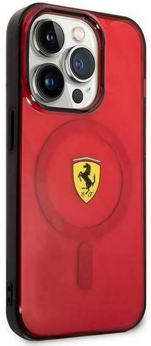 Ferrari Translucent Back Case - iPhone 14 Pro Max Rood - MagSafe