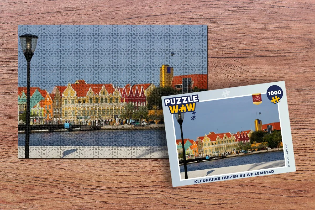 PuzzleWow Kleurrijke Huizen Willemstad Legpuzzel 1000 Stuks - Multicolor