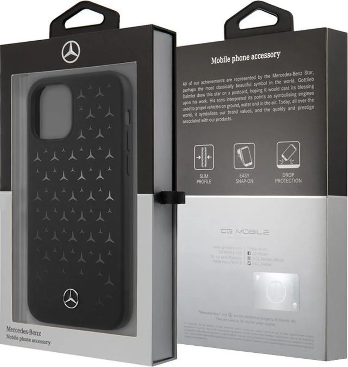 Mercedes-Benz Silicone Stars Hoesje iPhone 12 Pro Max - Zwart