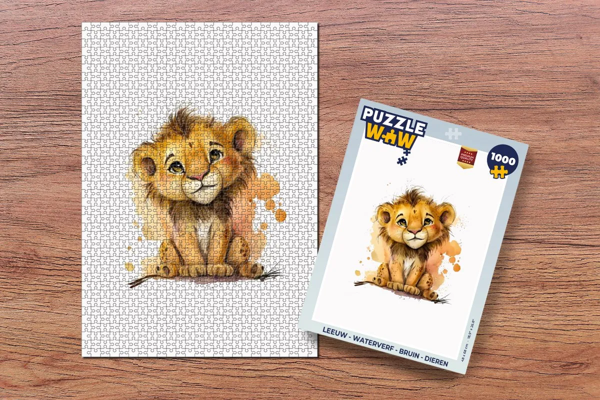 PuzzleWow Leeuw Waterverf Puzzel 1000 Stuks - Multicolor