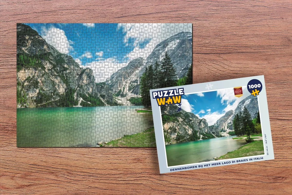 PuzzleWow Legpuzzel Dennenbomen Lago di Braies 1000 Stuks - Multicolor