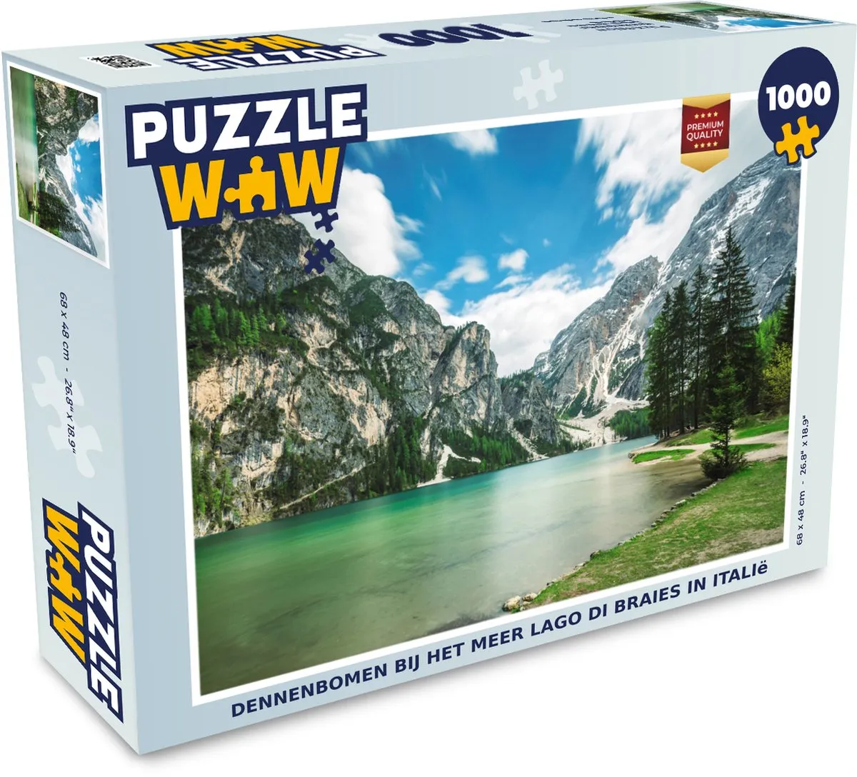 PuzzleWow Legpuzzel Dennenbomen Lago di Braies 1000 Stuks