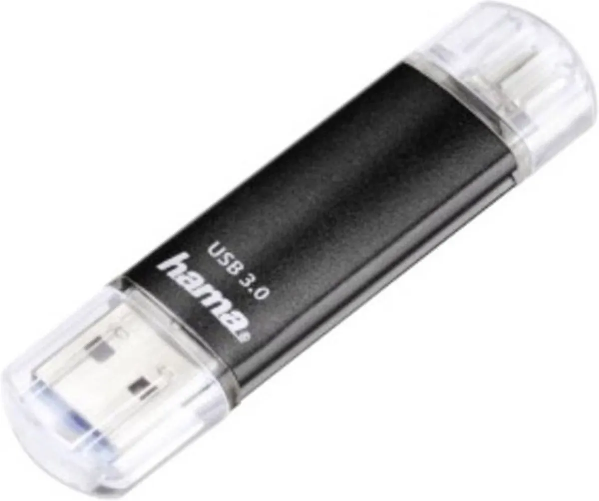 Hama FlashPen Laeta Twin 00124001 USB-stick 128GB - Zwart