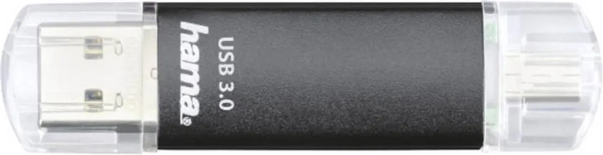 Hama FlashPen Laeta Twin 00124001 USB-stick 128GB - Zwart