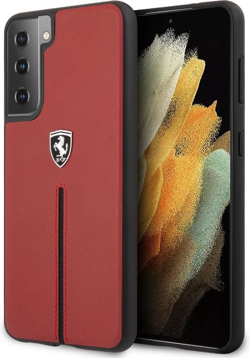 Ferrari Samsung Galaxy S21+ Backcase - Rood Leer