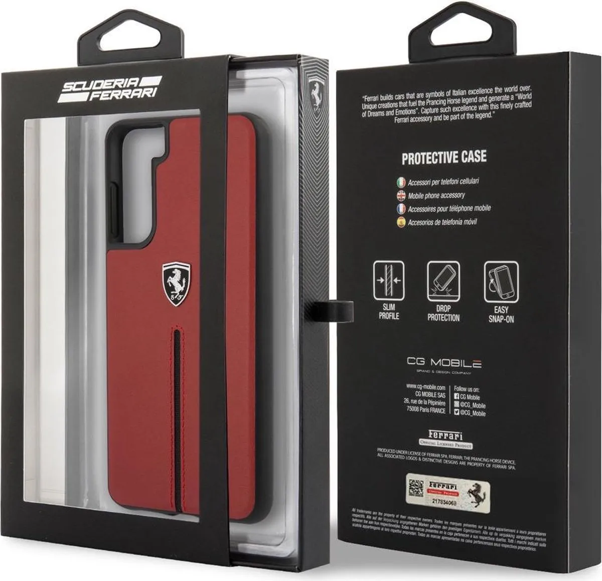 Ferrari Samsung Galaxy S21+ Backcase - Rood Leer