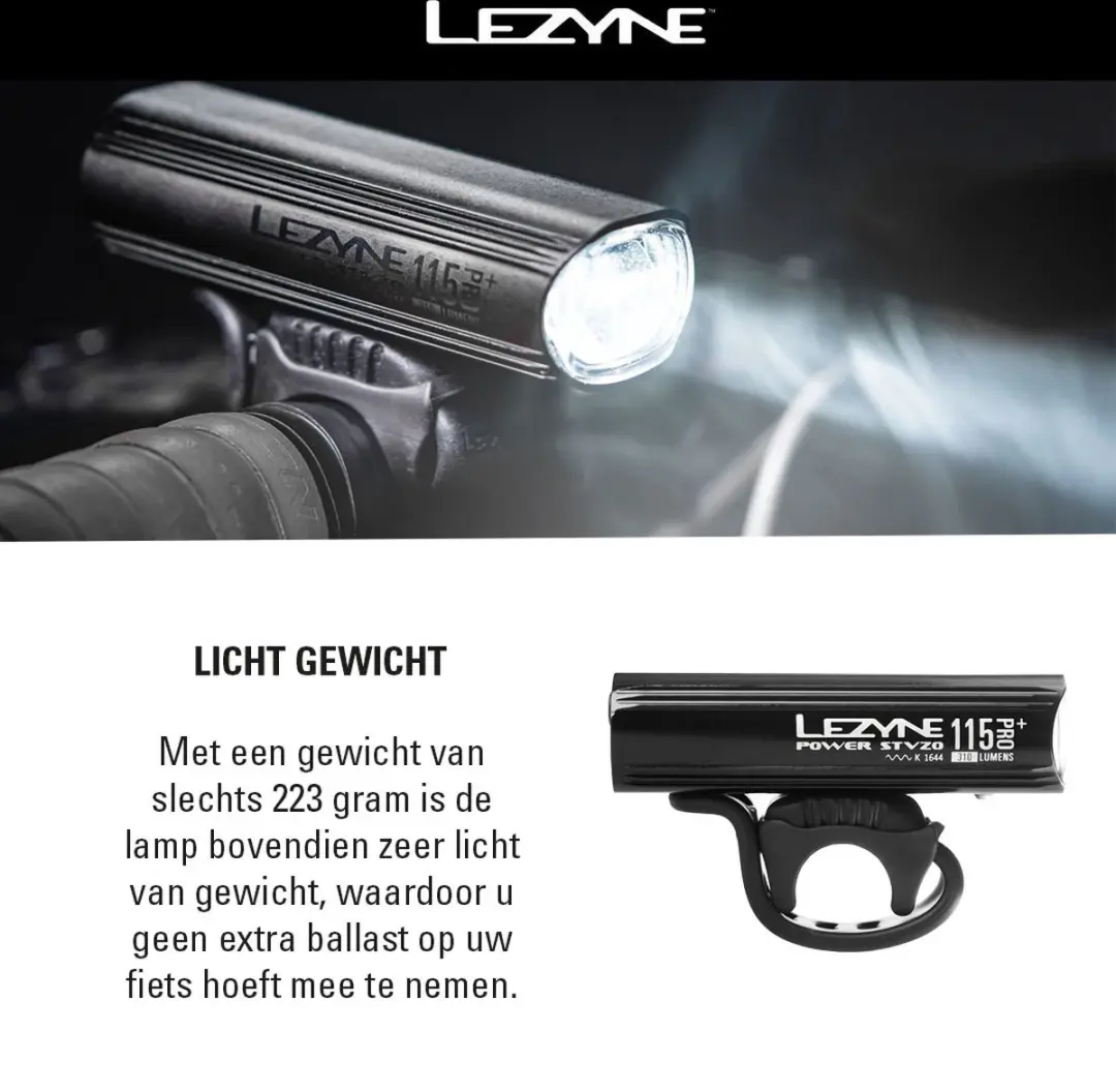 Lezyne Power Pro 115+ Koplamp - afbeelding 2 van 6