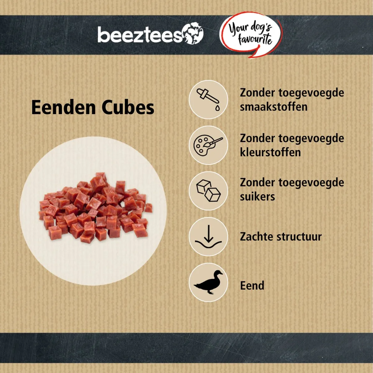 Beeztees Tasty Treats Eenden Cubes Mini Hondensnacks 400g