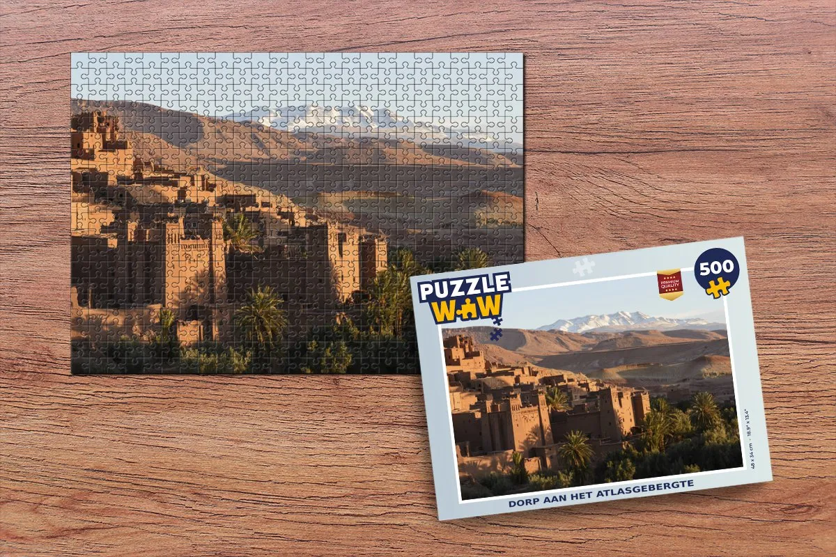 PuzzleWow Dorp aan het Atlasgebergte Legpuzzel 500 Stuks - Multicolor