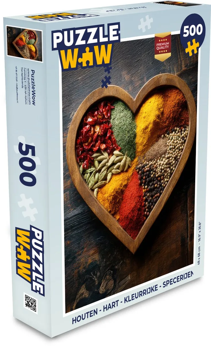 PuzzleWow Hart Specerijen Houten Legpuzzel 500 Stuks